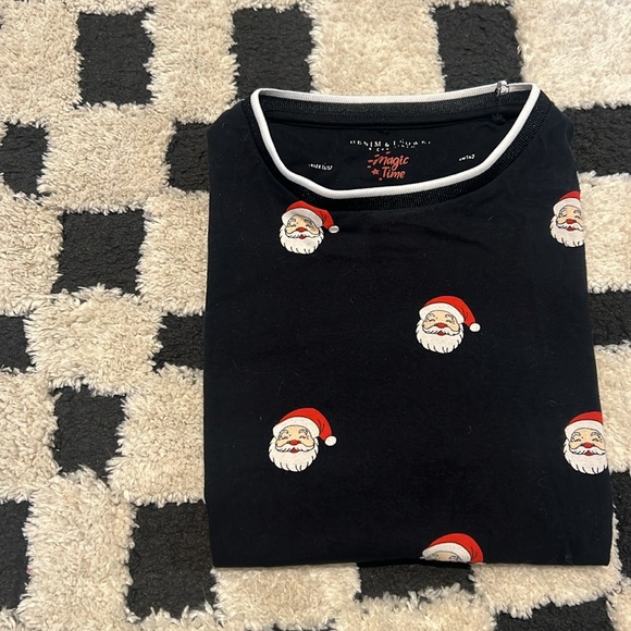 Denim & Flower Black Santa Print Kids T-Shirt - Picture 7 of 8